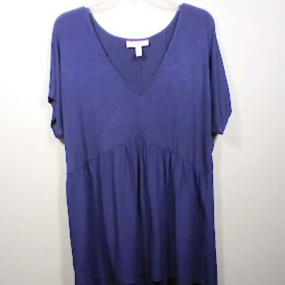 Jessica Simpson Navy Blue Maternity Short Sleeve Top Size Large - Picture 3 of 13